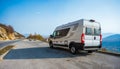 Campervan, Motorhome RV parked on the side of the road in Bosnia and Herzegovina.